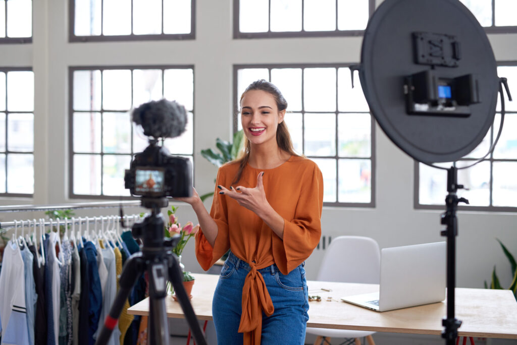 Social Media Influencer in front of camera